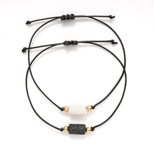 Load image into Gallery viewer, New Charm Bracelet For Friendship Couples 2pcs/set Volcanic Stone Bracelet Bead Bangles Natural Stone Bracelets Set Friendship Hand Woven Braided Stretch String Adjustable For Couples
