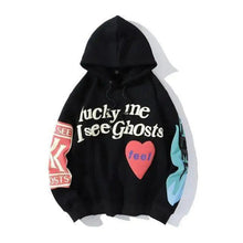 将图片加载到图库查看器,New Cool Printed Hoodies For Men Trendy Stylish Casual Wear For Winter Party Wear Men Hooded Sweatshirts Lucky Me I See Ghosts Hoodie Hip Hop Street Rapper Unisex Couple Sweatshirt With Novelty Printing for Men Women