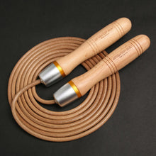 Load image into Gallery viewer, New Cowhide Leather Rope Universal Metal Bearing Speed Rope Skipping Adjust Bearing Wooden Handle Adjustable Skipping Jumping Ropes With 360-Degree Bearing And Pure Wood Handles For Gym Home Fitness