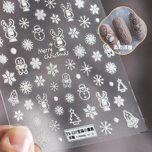 将图片加载到图库查看器,New Craft Nail Stickers Japanese 5d Nails Sticker Three-dimensional Snowflake Nail art Stickers Decals Decoration Decals Snowflakes Elk Bear Christmas Xmas Stickers Snowflakes Nail Water Decals Christmas White Snow Transfer Sticker Decoration Slider