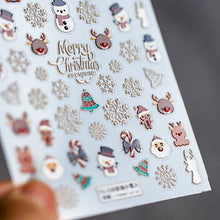 将图片加载到图库查看器,New Craft Nail Stickers Japanese 5d Nails Sticker Three-dimensional Snowflake Nail art Stickers Decals Decoration Decals Snowflakes Elk Bear Christmas Xmas Stickers Snowflakes Nail Water Decals Christmas White Snow Transfer Sticker Decoration Slider