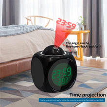 Load image into Gallery viewer, New Creative Attention Projection Digital Weather LCD Snooze Clock Projection Alarm Clock Wake Up Bedroom with Data and Temperature Display Talking Function LED Wall/Ceiling Projection Bell Alarm Display Backlight LED Projector Home Clock Timer