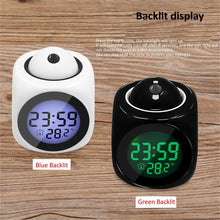 Load image into Gallery viewer, New Creative Attention Projection Digital Weather LCD Snooze Clock Projection Alarm Clock Wake Up Bedroom with Data and Temperature Display Talking Function LED Wall/Ceiling Projection Bell Alarm Display Backlight LED Projector Home Clock Timer