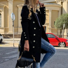 Load image into Gallery viewer, New Dazzling Faux Wool Blends Women's Long Coats Collar Double Breasted Vintage Elegant Lady Plus Size Jackets Winter Outerwear
