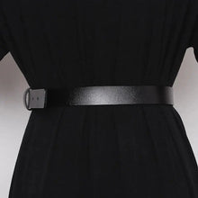 Load image into Gallery viewer, Simple Black Plain Leather Belt For Women Classic Thin Skinny Waistbands Casual Women Dress Belts