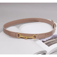 Load image into Gallery viewer, Simple Black Plain Leather Belt For Women Classic Thin Skinny Waistbands Casual Women Dress Belts