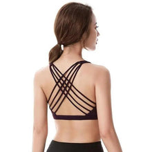 将图片加载到图库查看器,New Elegance Fitness Sports Bra for Women Push Up Wirefree Padded Crisscross Strappy Running Gym Training Workout Yoga Underwear Crop Tops