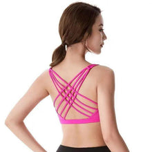 将图片加载到图库查看器,New Elegance Fitness Sports Bra for Women Push Up Wirefree Padded Crisscross Strappy Running Gym Training Workout Yoga Underwear Crop Tops