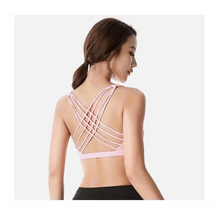 将图片加载到图库查看器,New Elegance Fitness Sports Bra for Women Push Up Wirefree Padded Crisscross Strappy Running Gym Training Workout Yoga Underwear Crop Tops