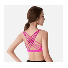 将图片加载到图库查看器,New Elegance Fitness Sports Bra for Women Push Up Wirefree Padded Crisscross Strappy Running Gym Training Workout Yoga Underwear Crop Tops
