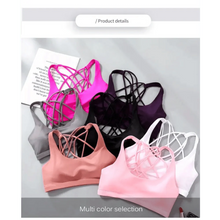 将图片加载到图库查看器,New Elegance Fitness Sports Bra for Women Push Up Wirefree Padded Crisscross Strappy Running Gym Training Workout Yoga Underwear Crop Tops