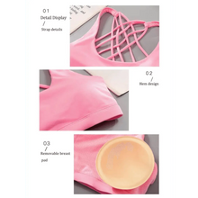 将图片加载到图库查看器,New Elegance Fitness Sports Bra for Women Push Up Wirefree Padded Crisscross Strappy Running Gym Training Workout Yoga Underwear Crop Tops