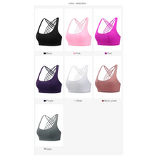 将图片加载到图库查看器,New Elegance Fitness Sports Bra for Women Push Up Wirefree Padded Crisscross Strappy Running Gym Training Workout Yoga Underwear Crop Tops