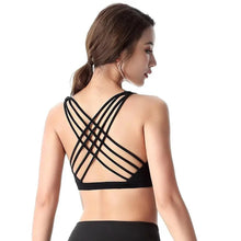 将图片加载到图库查看器,New Elegance Fitness Sports Bra for Women Push Up Wirefree Padded Crisscross Strappy Running Gym Training Workout Yoga Underwear Crop Tops