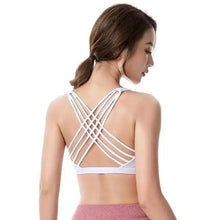 将图片加载到图库查看器,New Elegance Fitness Sports Bra for Women Push Up Wirefree Padded Crisscross Strappy Running Gym Training Workout Yoga Underwear Crop Tops