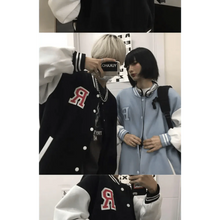 Load image into Gallery viewer, New Elegance Spring Autumn Coat Baseball Bomber Jacket Loose Letter R Men Women Couples Tops Plus Size Jackets Streetwear