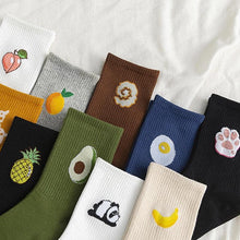 Load image into Gallery viewer, New Elegant Fruit Printed Breathable Cotton Socks Happy Funny Unisex Socks Candy Colors Harajuku Casual Cotton Crew Socks For Men And Women