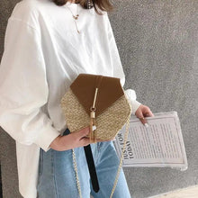 将图片加载到图库查看器,New Famous Mulit Style Straw+leather Handba For Women And Girls New Fashion Summer Bag Handmade Woven Beach Circle Shoulder Bag