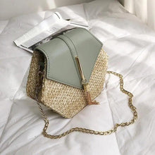 将图片加载到图库查看器,New Famous Mulit Style Straw+leather Handba For Women And Girls New Fashion Summer Bag Handmade Woven Beach Circle Shoulder Bag