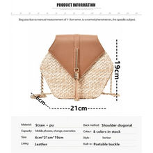 将图片加载到图库查看器,New Famous Mulit Style Straw+leather Handba For Women And Girls New Fashion Summer Bag Handmade Woven Beach Circle Shoulder Bag