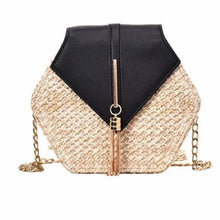 将图片加载到图库查看器,New Famous Mulit Style Straw+leather Handba For Women And Girls New Fashion Summer Bag Handmade Woven Beach Circle Shoulder Bag