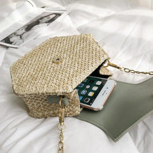 将图片加载到图库查看器,New Famous Mulit Style Straw+leather Handba For Women And Girls New Fashion Summer Bag Handmade Woven Beach Circle Shoulder Bag