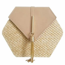 将图片加载到图库查看器,New Famous Mulit Style Straw+leather Handba For Women And Girls New Fashion Summer Bag Handmade Woven Beach Circle Shoulder Bag