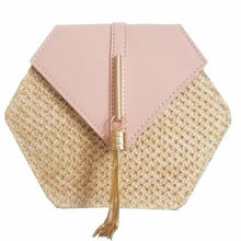 将图片加载到图库查看器,New Famous Mulit Style Straw+leather Handba For Women And Girls New Fashion Summer Bag Handmade Woven Beach Circle Shoulder Bag