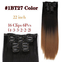 Load image into Gallery viewer, New Fashion 16 Clip In Hair Extension Long Straight Natural Black 6 Pcs/Set 16 Clips 22 Inch Synthetic Hair Piece Wigs For Black Women Cosplay Wigs For Women