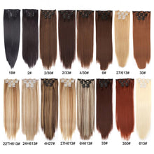 Load image into Gallery viewer, New Fashion 16 Clip In Hair Extension Long Straight Natural Black 6 Pcs/Set 16 Clips 22 Inch Synthetic Hair Piece Wigs For Black Women Cosplay Wigs For Women