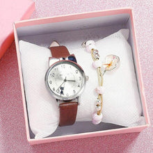 Load image into Gallery viewer, New Fashion Childrens Watch Analog Children Quartz Watch With Bracelet Set Little Cat Watch Kids Children Quartz Electronic Watch Unisex Wrist Leather Strap Watches