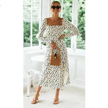 将图片加载到图库查看器,New Fashion Leopard Print Dot long sleeve Slit Luxury Dress - Summer Casual Party Wear Dresses For Women