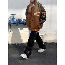 Load image into Gallery viewer, New Free Style Woman Jacket Hip Hop Furry Bone Patchwork Color Block Jackets Mens Streetwear Men Baseball Coats Unisex