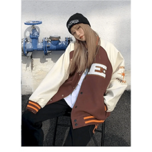 Load image into Gallery viewer, New Free Style Woman Jacket Hip Hop Furry Bone Patchwork Color Block Jackets Mens Streetwear Men Baseball Coats Unisex