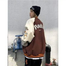 Load image into Gallery viewer, New Free Style Woman Jacket Hip Hop Furry Bone Patchwork Color Block Jackets Mens Streetwear Men Baseball Coats Unisex