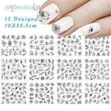 将图片加载到图库查看器,New Geometric Letter Nail Sticker Water Slider Winter Decal Christmas New Year Gift Nail Slider Temporary Tattoos Women Nail Art Stickers Water Transfer Decals Design Nail Art Supplies Manicure Acrylic Nail Foil Stencils Decorations