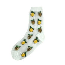 将图片加载到图库查看器,New Girls Cute Cartoon Fruits Sheer Kawaii Lady Women Summer Fall Avocado Lemon Pineapple Cherry Jacquard Socks For Women