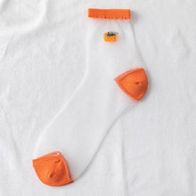 将图片加载到图库查看器,New Girls Cute Cartoon Fruits Sheer Kawaii Lady Women Summer Fall Avocado Lemon Pineapple Cherry Jacquard Socks For Women
