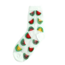 将图片加载到图库查看器,New Girls Cute Cartoon Fruits Sheer Kawaii Lady Women Summer Fall Avocado Lemon Pineapple Cherry Jacquard Socks For Women