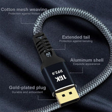 Load image into Gallery viewer, New HDR Resolution DisplayPort 2.0 Cable 16K 10K 80Gbps16K DisplayPort 2.0 Cable 10ft Supports 16K@60Hz 0K@60Hz 8K@60Hz 4K@165Hz 4K@144Hz 80Gbps Dynamic HDR Adapter For Video PC Laptop TV Monitor