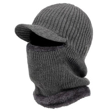 将图片加载到图库查看器,New Hooded Wool Cap Riding Windproof Cold Hat Plus Velvet Thickening Hooded Fashion Outdoor Warm Hat Collar Winter Caps Outdoor Sport Warm Beanies Hat For Men Knitted Hats Bandana Hiking Camping Kid Neck Warmer Cap