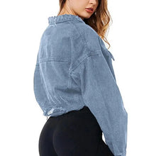 Load image into Gallery viewer, New Incredible Spring Women Sexy Ripped Denim Jackets Vintage Casual Short Jean Jacket Puff Sleeve Winter Female Coat Streetwear