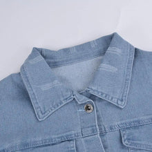 Load image into Gallery viewer, New Incredible Spring Women Sexy Ripped Denim Jackets Vintage Casual Short Jean Jacket Puff Sleeve Winter Female Coat Streetwear