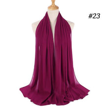 Load image into Gallery viewer, New Long Solid Colorful Soft Chiffon Hijab Elegant Scarf Wrap Lightweight Islamic Head Wear Escharpe Shawls Headband Stole Muslim Hijabs Wrap Headscarf Scarves Colors For Women