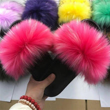 将图片加载到图库查看器,New Luxury Fluffy Slippers Indoor Warm Furry Fur Flip Flops Women Amazing Plush Slides Shoes Warm Comfortable Fuzzy Furry Slippers Indoor Cozy Memory Foam Anti-Slip Flip Flops