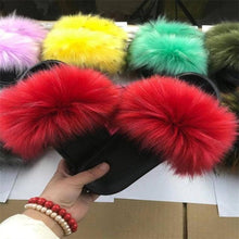 将图片加载到图库查看器,New Luxury Fluffy Slippers Indoor Warm Furry Fur Flip Flops Women Amazing Plush Slides Shoes Warm Comfortable Fuzzy Furry Slippers Indoor Cozy Memory Foam Anti-Slip Flip Flops