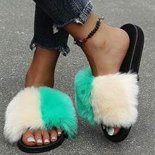 将图片加载到图库查看器,New Luxury Fluffy Slippers Indoor Warm Furry Fur Flip Flops Women Amazing Plush Slides Shoes Warm Comfortable Fuzzy Furry Slippers Indoor Cozy Memory Foam Anti-Slip Flip Flops