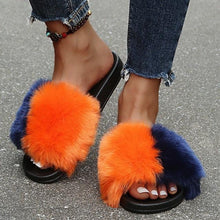 将图片加载到图库查看器,New Luxury Fluffy Slippers Indoor Warm Furry Fur Flip Flops Women Amazing Plush Slides Shoes Warm Comfortable Fuzzy Furry Slippers Indoor Cozy Memory Foam Anti-Slip Flip Flops