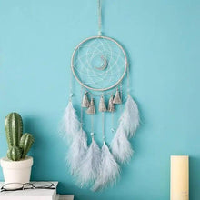 Load image into Gallery viewer, New Luxury Original Silver Gray Dream Catcher 2 Ring Feather Hanging Art Gifts To Bestie Friends Creative Valentine's Day Gifts