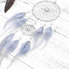 Load image into Gallery viewer, New Luxury Original Silver Gray Dream Catcher 2 Ring Feather Hanging Art Gifts To Bestie Friends Creative Valentine's Day Gifts